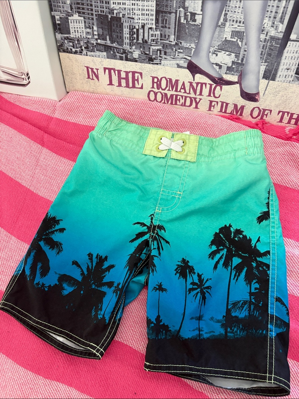 Old Navy Boys Swim Shorts in Neon Pink, Lime Green, White